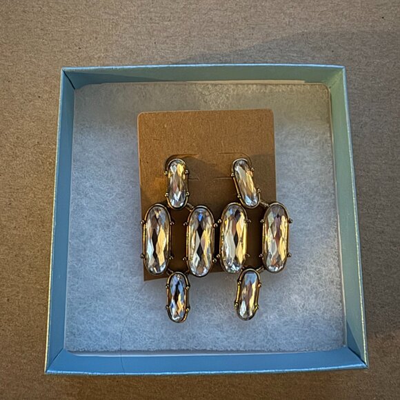 NWT Touchstone by Swarovski crystal quadruple lozenge stud earrings - Picture 2 of 7